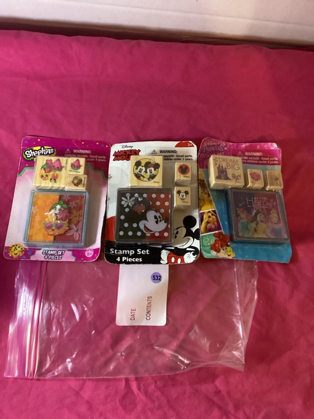 532-Three Stamp Activity kits, Shopkins, Disney Princesses & Mickey Mouse